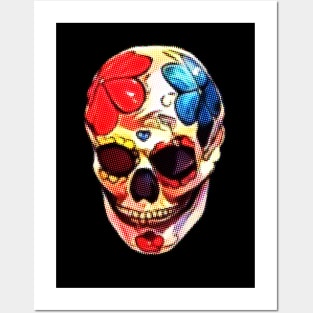 Comic halftone Day of the Dead Skull Mask Posters and Art